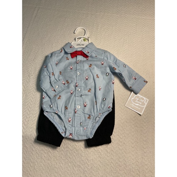 Little Me Baby Boys Christmas Outfit Santa Reindeer Bodysuit Pant Set - Picture 1 of 5